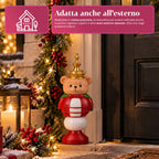 Statuetta natalizia 35 cm in resina, decorazione di Natale Babbo Natale, soldatino schiaccianoci e orsetto, rosso o bianco, per interni ed esterni