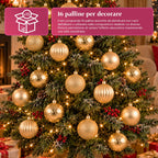 Set 16 Palline di Natale Infrangibili 7 cm - 4 Finiture Assortite Lucide, Opache e Glitterate - Decorazioni Albero e Casa - Rosso, Oro, Argento
