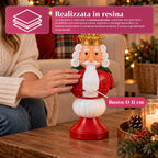 Statuetta natalizia 35 cm in resina, decorazione di Natale Babbo Natale, soldatino schiaccianoci e orsetto, rosso o bianco, per interni ed esterni