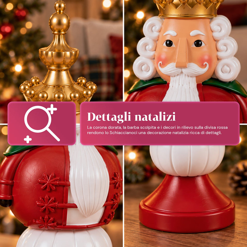 Statuetta natalizia 35 cm in resina, decorazione di Natale Babbo Natale, soldatino schiaccianoci e orsetto, rosso o bianco, per interni ed esterni