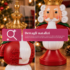 Statuetta natalizia 35 cm in resina, decorazione di Natale Babbo Natale, soldatino schiaccianoci e orsetto, rosso o bianco, per interni ed esterni