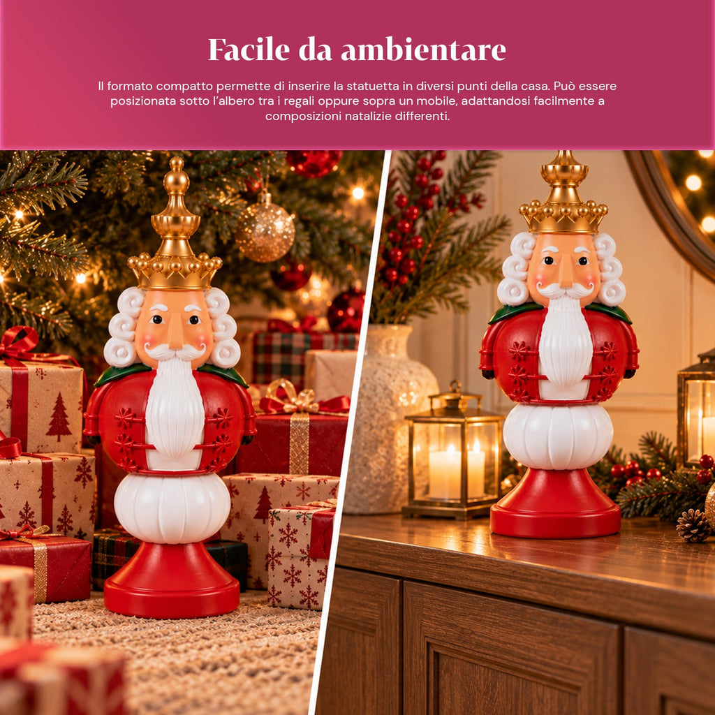 Statuetta natalizia 35 cm in resina, decorazione di Natale Babbo Natale, soldatino schiaccianoci e orsetto, rosso o bianco, per interni ed esterni