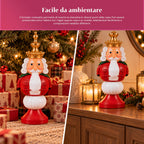 Statuetta natalizia 35 cm in resina, decorazione di Natale Babbo Natale, soldatino schiaccianoci e orsetto, rosso o bianco, per interni ed esterni
