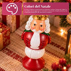 Statuetta natalizia 35 cm in resina, decorazione di Natale Babbo Natale, soldatino schiaccianoci e orsetto, rosso o bianco, per interni ed esterni