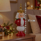 Statuetta natalizia 35 cm in resina, decorazione di Natale Babbo Natale, soldatino schiaccianoci e orsetto, rosso o bianco, per interni ed esterni