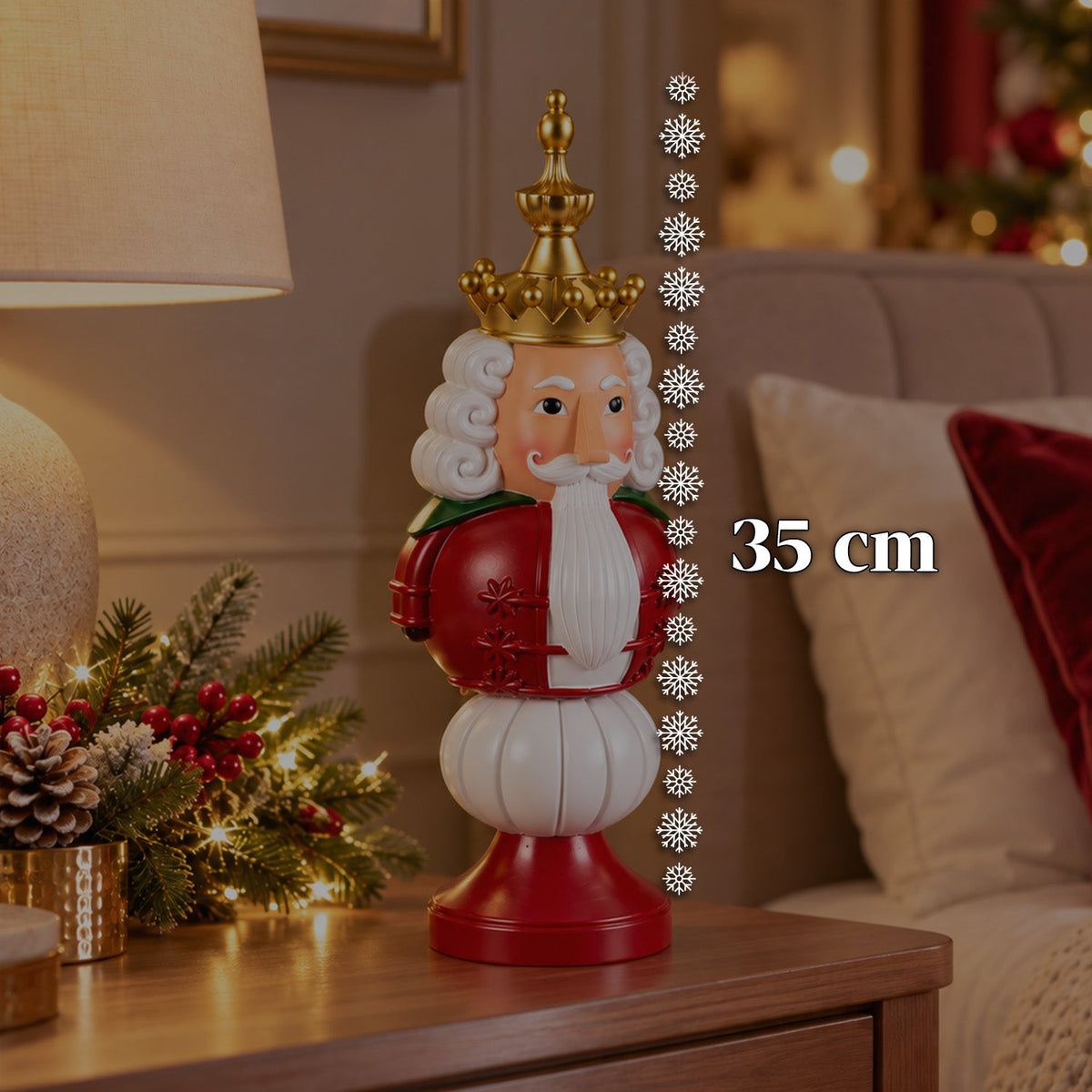 Statuetta natalizia 35 cm in resina, decorazione di Natale Babbo Natale, soldatino schiaccianoci e orsetto, rosso o bianco, per interni ed esterni