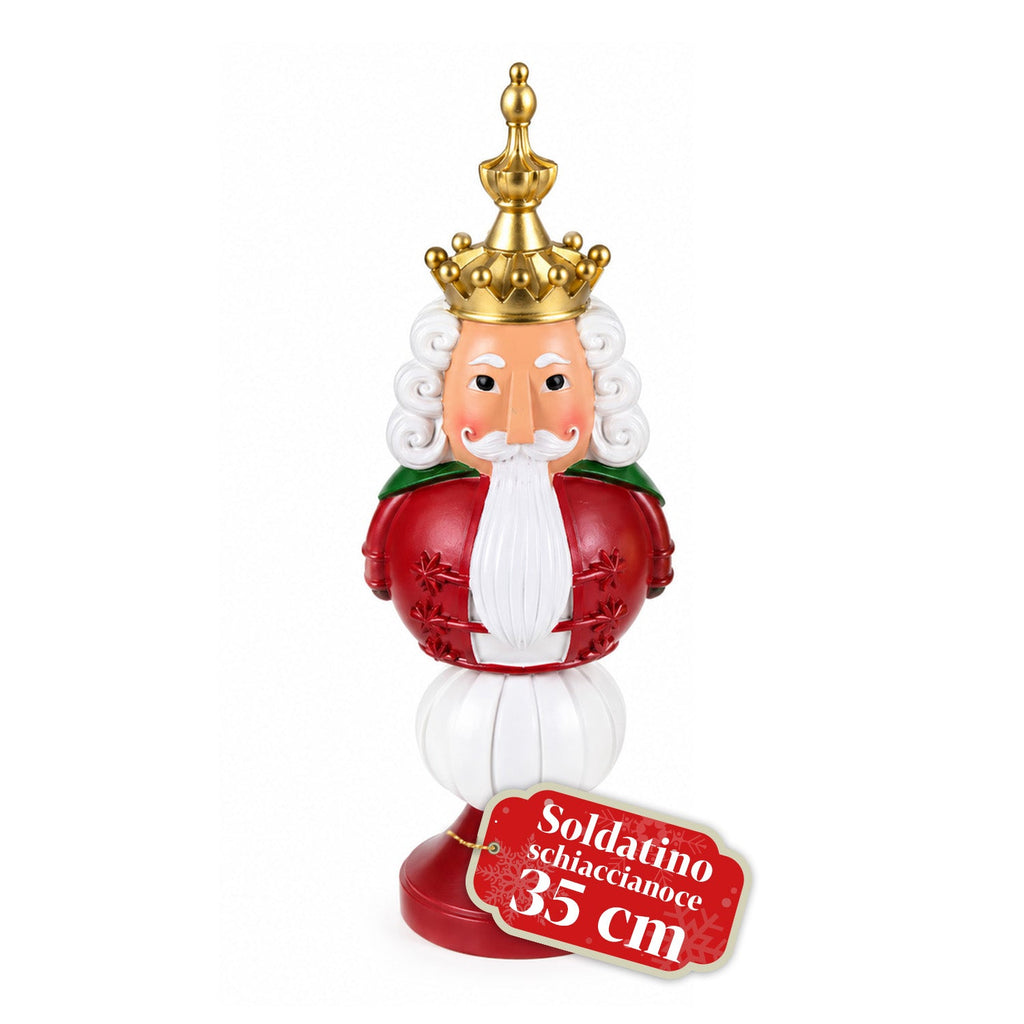 Statuetta natalizia 35 cm in resina, decorazione di Natale Babbo Natale, soldatino schiaccianoci e orsetto, rosso o bianco, per interni ed esterni