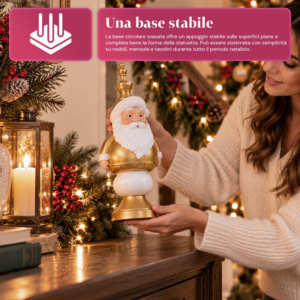 Statuetta natalizia 35 cm in resina, decorazione di Natale Babbo Natale, soldatino schiaccianoci e orsetto, rosso o bianco, per interni ed esterni