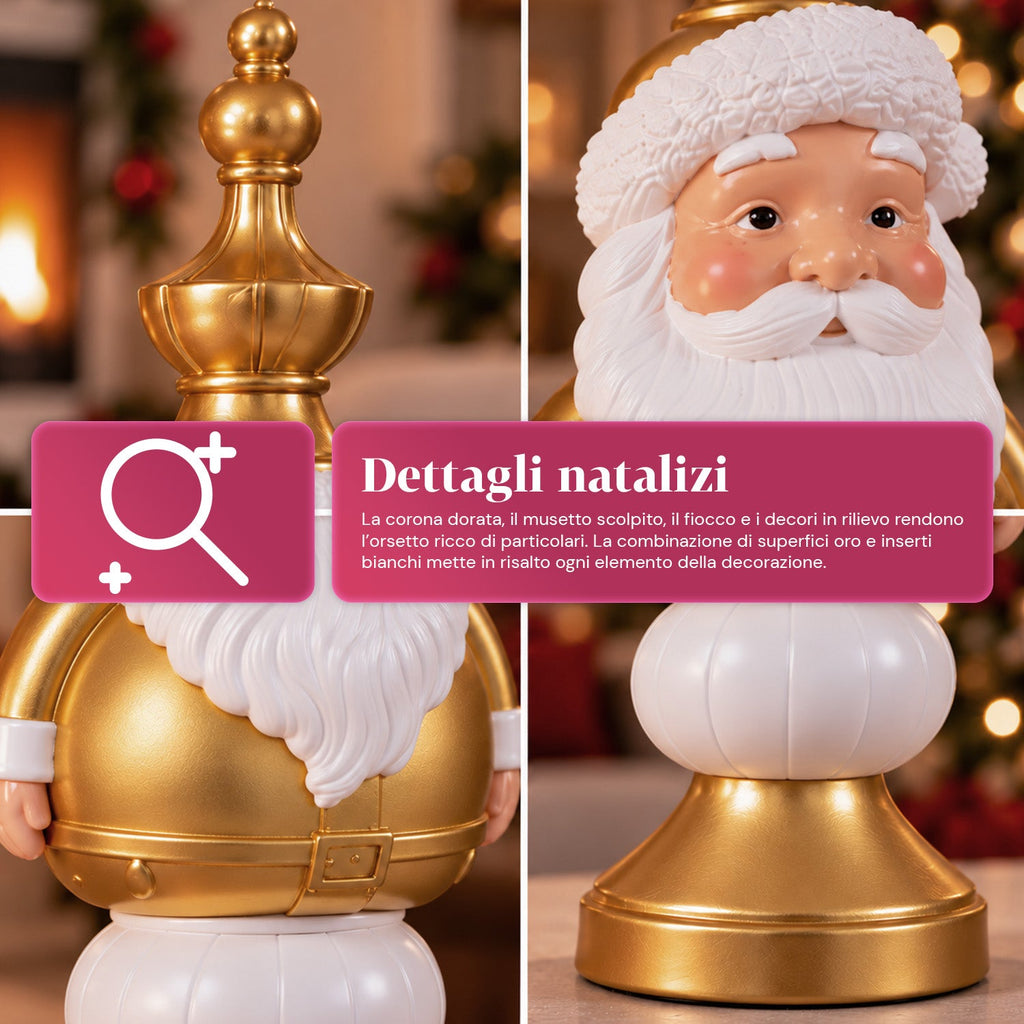 Statuetta natalizia 35 cm in resina, decorazione di Natale Babbo Natale, soldatino schiaccianoci e orsetto, rosso o bianco, per interni ed esterni