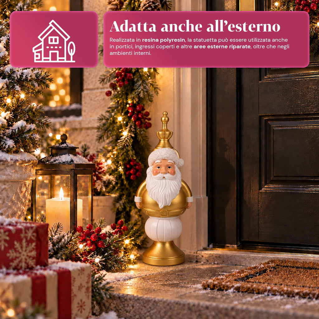 Statuetta natalizia 35 cm in resina, decorazione di Natale Babbo Natale, soldatino schiaccianoci e orsetto, rosso o bianco, per interni ed esterni