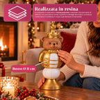 Statuetta natalizia 35 cm in resina, decorazione di Natale Babbo Natale, soldatino schiaccianoci e orsetto, rosso o bianco, per interni ed esterni