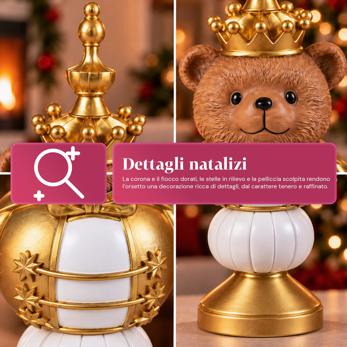 Statuetta natalizia 35 cm in resina, decorazione di Natale Babbo Natale, soldatino schiaccianoci e orsetto, rosso o bianco, per interni ed esterni