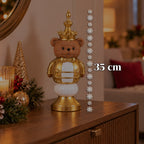 Statuetta natalizia 35 cm in resina, decorazione di Natale Babbo Natale, soldatino schiaccianoci e orsetto, rosso o bianco, per interni ed esterni