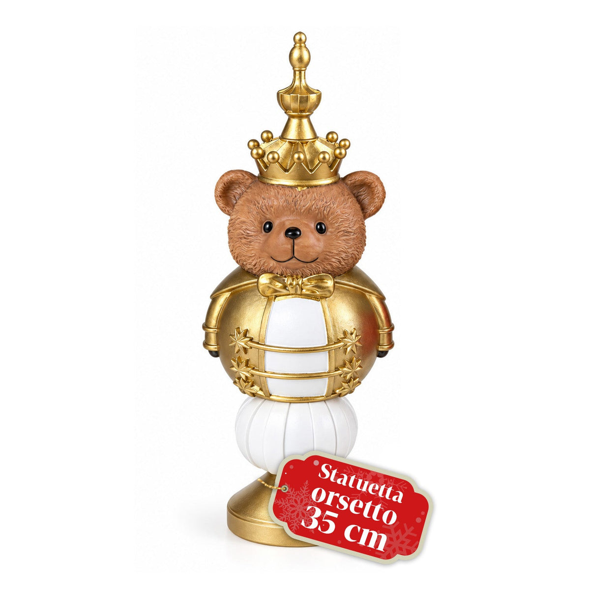 Statuetta natalizia 35 cm in resina, decorazione di Natale Babbo Natale, soldatino schiaccianoci e orsetto, rosso o bianco, per interni ed esterni