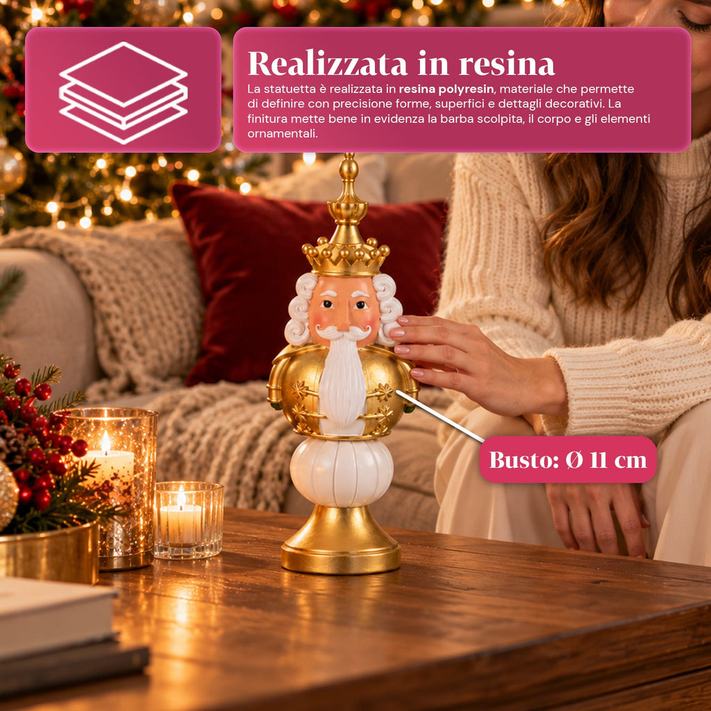 Statuetta natalizia 35 cm in resina, decorazione di Natale Babbo Natale, soldatino schiaccianoci e orsetto, rosso o bianco, per interni ed esterni