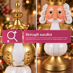 Statuetta natalizia 35 cm in resina, decorazione di Natale Babbo Natale, soldatino schiaccianoci e orsetto, rosso o bianco, per interni ed esterni