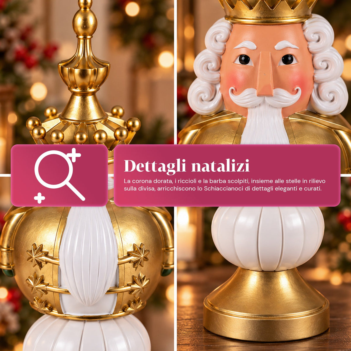 Statuetta natalizia 35 cm in resina, decorazione di Natale Babbo Natale, soldatino schiaccianoci e orsetto, rosso o bianco, per interni ed esterni