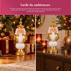 Statuetta natalizia 35 cm in resina, decorazione di Natale Babbo Natale, soldatino schiaccianoci e orsetto, rosso o bianco, per interni ed esterni