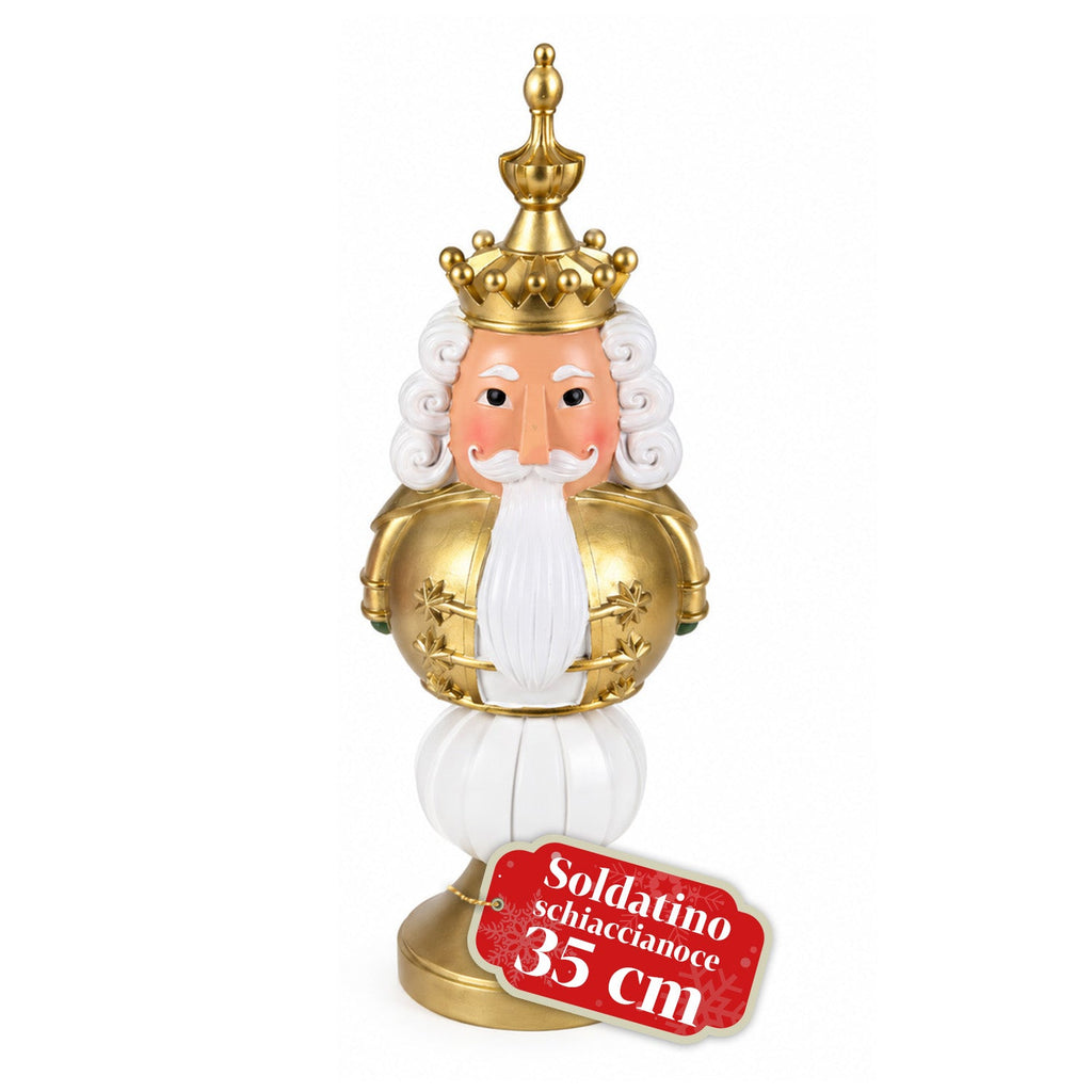 Statuetta natalizia 35 cm in resina, decorazione di Natale Babbo Natale, soldatino schiaccianoci e orsetto, rosso o bianco, per interni ed esterni