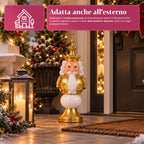 Statuetta natalizia 35 cm in resina, decorazione di Natale Babbo Natale, soldatino schiaccianoci e orsetto, rosso o bianco, per interni ed esterni