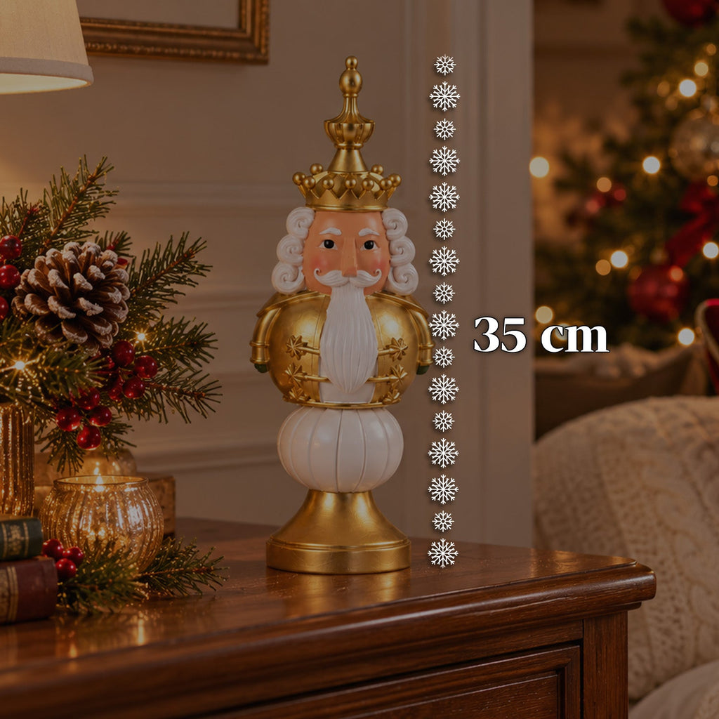 Statuetta natalizia 35 cm in resina, decorazione di Natale Babbo Natale, soldatino schiaccianoci e orsetto, rosso o bianco, per interni ed esterni