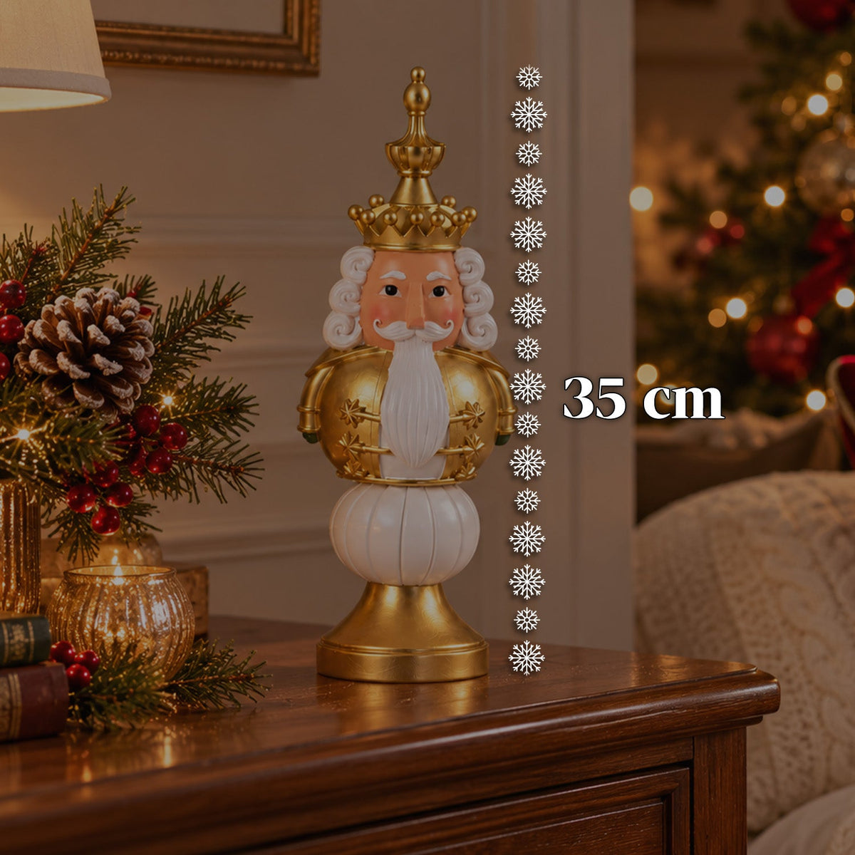 Statuetta natalizia 35 cm in resina, decorazione di Natale Babbo Natale, soldatino schiaccianoci e orsetto, rosso o bianco, per interni ed esterni