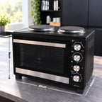 Fornetto Elettrico 40L con Doppia Piastra Elettrica, Grill, 5 Modalità di Cottura, Timer 120 Minuti, 100-250°C e Porta Doppio Vetro