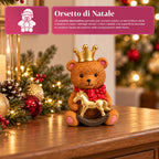 Orsetto decorativo natalizio in poliresina 16x15x21 cm, soprammobile orso Natale, statuina ornamento addobbo decorazione casa natalizia, assortiti