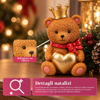Orsetto decorativo natalizio in poliresina 16x15x21 cm, soprammobile orso Natale, statuina ornamento addobbo decorazione casa natalizia, assortiti