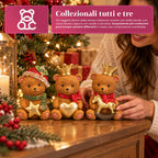Orsetto decorativo natalizio in poliresina 16x15x21 cm, soprammobile orso Natale, statuina ornamento addobbo decorazione casa natalizia, assortiti