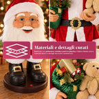 Babbo Natale Danzante 150 cm con Musica, Canto e Movimento - Decorazione Natalizia da Interno con Pulsante, Base 38 cm, Rosso