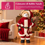 Orsetto natalizio in peluche con abito rosso e bianco, tre misure per decorare gli interni