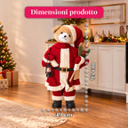 Orsetto natalizio in peluche con abito rosso e bianco, tre misure per decorare gli interni