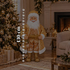 Babbo Natale Danzante 130 cm con Musica, Statua Natalizia Oro che Danza Ride e Canta, Più Modalità e Brani, Base da Riempire, Alimentatore Incluso