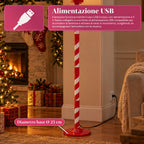 Lampione Natalizio Rosso 180 cm con Neve, Luce LED e Musica, 2 Varianti Babbo Natale o Orsetto, Effetto Palla di Vetro, Addobbo di Natale da Terra