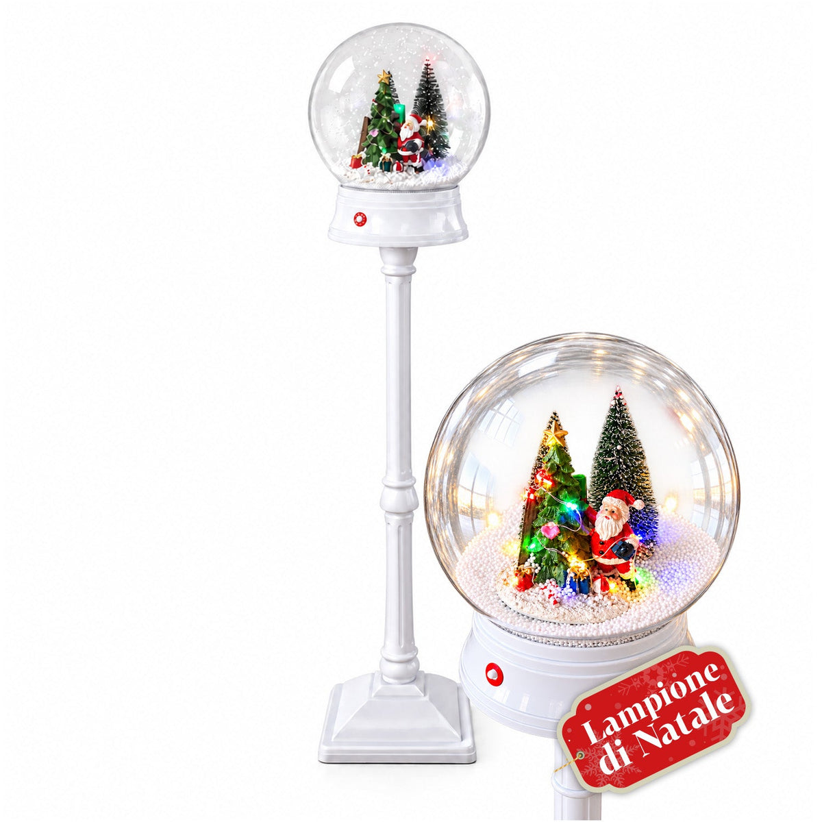 Lampione di Natale con Neve Soffiata, Musica e Luci LED – 4 Varianti