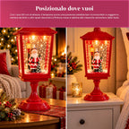 Lampione natalizio luminoso 60 cm con Babbo Natale, effetto neve soffiata e musica, LED, lanterna decorativa natalizia rossa