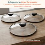 Set di pentole completo da 13 pezzi in vari colori con mestoli inclusi