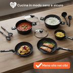 Set di pentole completo da 13 pezzi in vari colori con mestoli inclusi