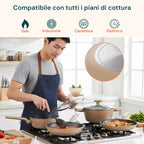 Set di pentole completo da 13 pezzi in vari colori con mestoli inclusi