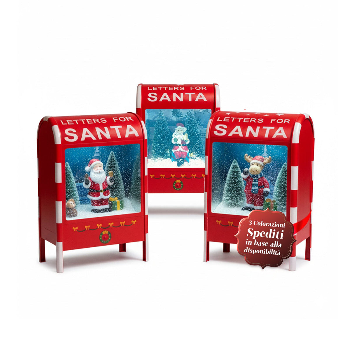 Cassetta Postale di Natale con Babbo Natale – LED, Musica e Effetto Neve