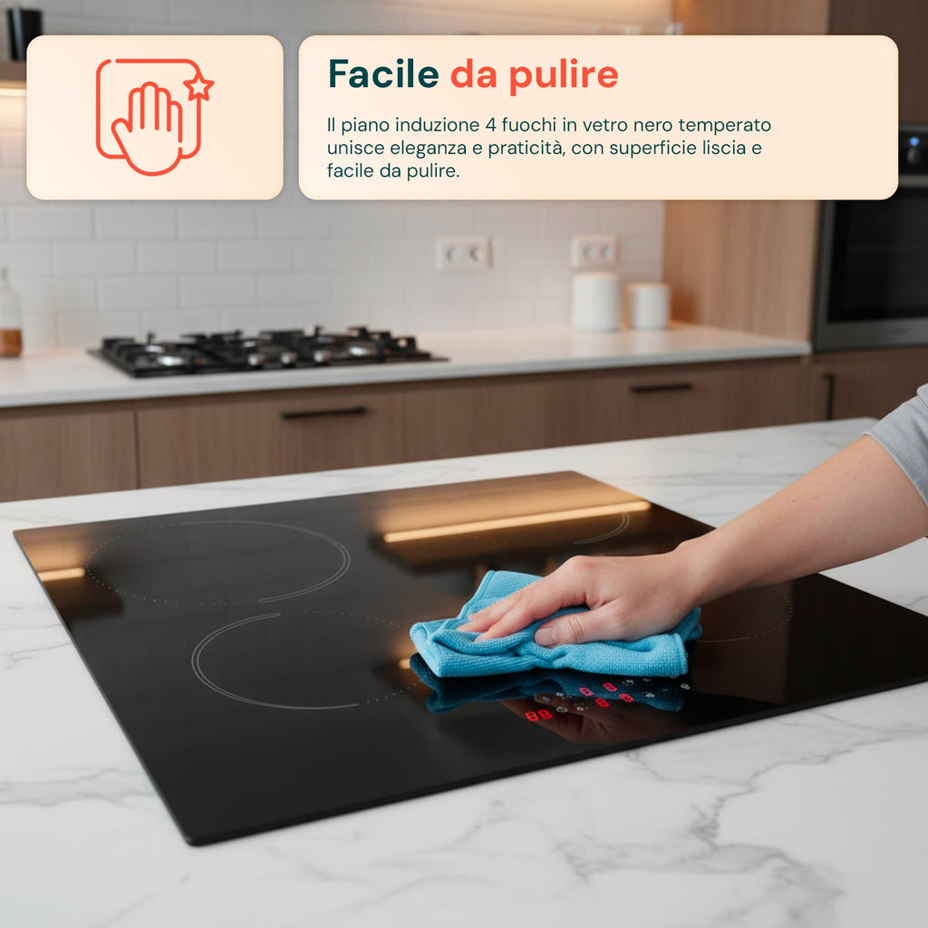 Piano a induzione da incasso con 4 zone di cottura – Potenza 7200W