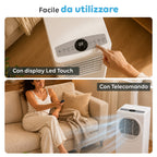 Condizionatore portatile 9000 BTU 3 in 1 in ABS con telecomando (Classe A R290), 950W + timer