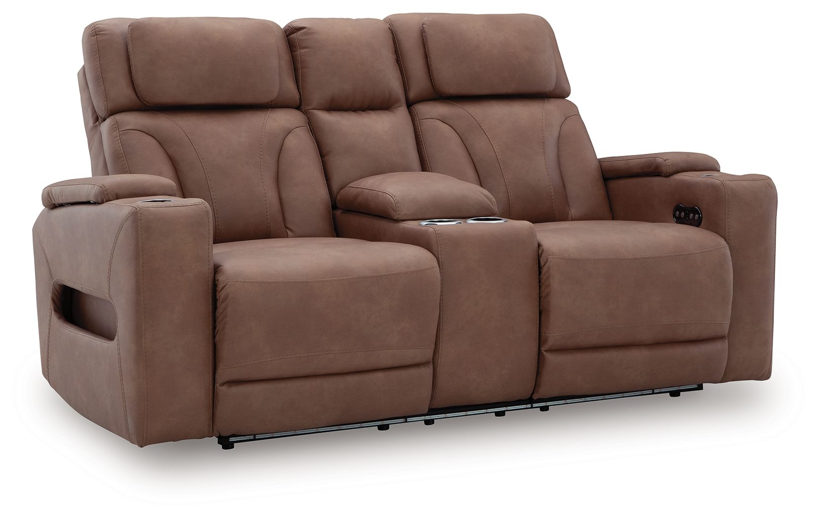 Divanetto reclinabile elettrico Point Clear Caramel con console/poggiatesta regolabile