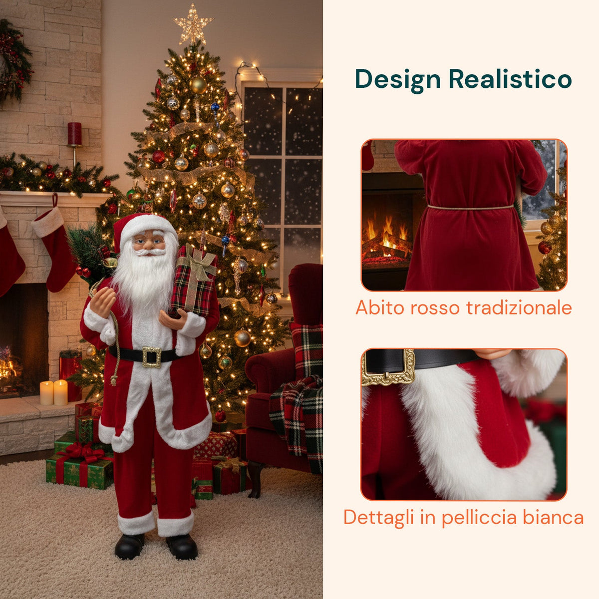 Decorazione natalizia Babbo Natale – Stile classico, perfetta per ingresso e soggiorno