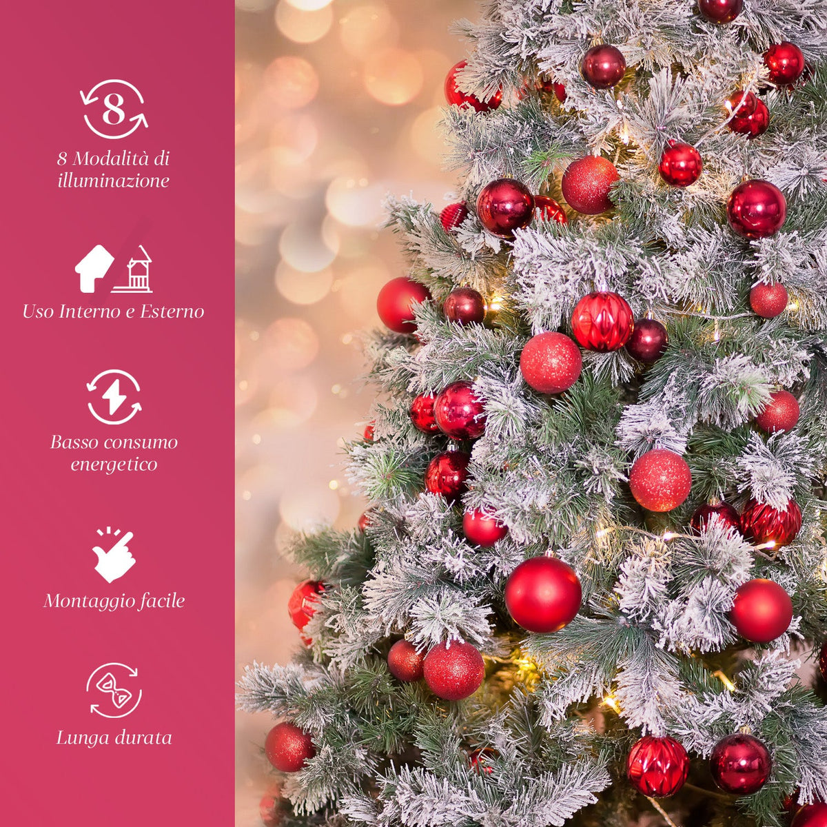 Luci Natale 1000 LED Bianco Caldo – Catena da 100 Metri per Esterni e Interni