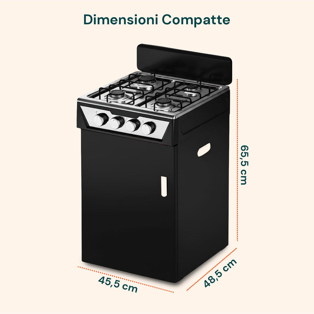 Cucina a Gas 4 Fuochi con Vano Portabombola – Per Interni ed Esterni