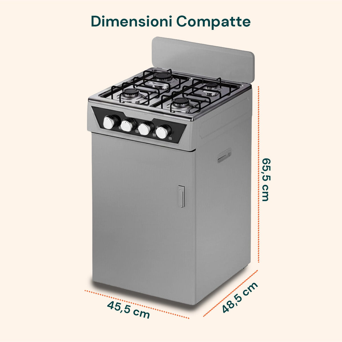 Cucina a Gas 4 Fuochi con Vano Portabombola – Per Interni ed Esterni