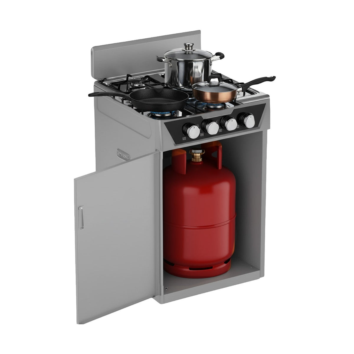 Cucina a Gas 4 Fuochi con Vano Portabombola – Per Interni ed Esterni