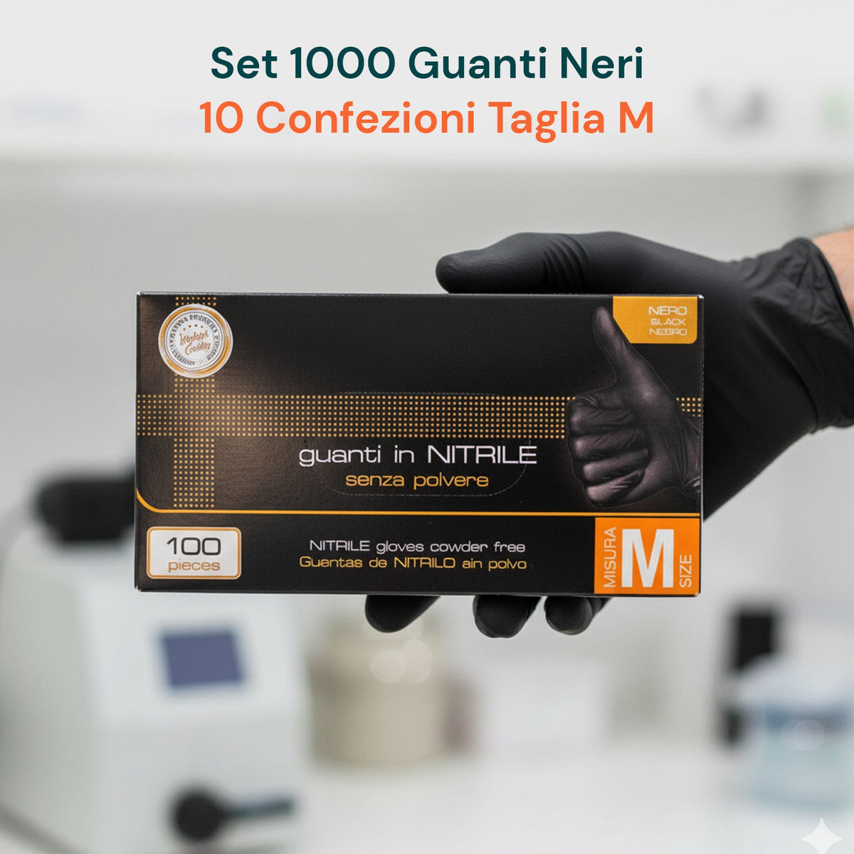 Guanti in nitrile neri senza polvere – Set da 100/1000 pz Taglia M/L